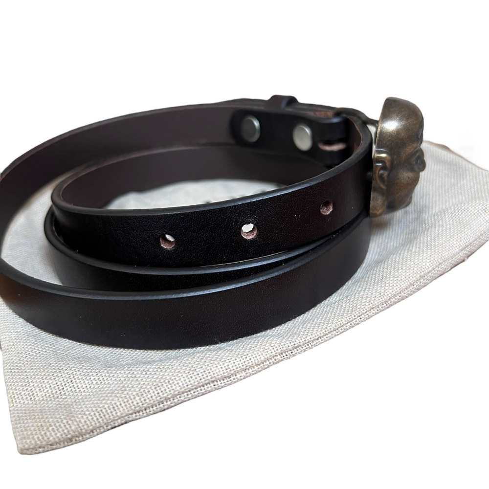 Quelli Della Pelle Handmade Brown Leather Belt Laughing Buddha Bellagio Italy XL - Picture 9 of 10